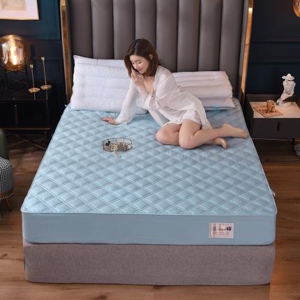 91家纺网 家纺一手货源 找家纺 豪选2025新款上新纯棉夹棉床笠床垫套抗菌可裸睡四季款 蓝色