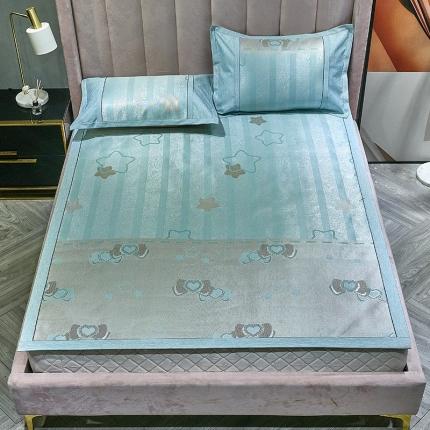 91家纺网 家纺一手货源 找家纺 席之家 2023新款600D粗冰丝席 991直角湖蓝