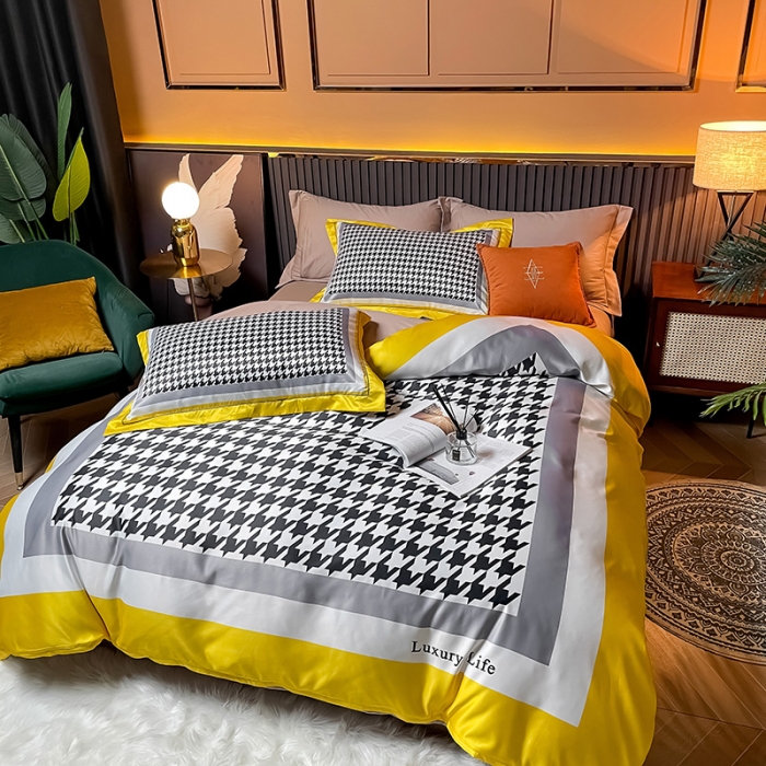 91家纺网 家纺一手货源 找家纺 宅家居2024新款轻奢60支水洗真丝全棉纯棉四件套静曼