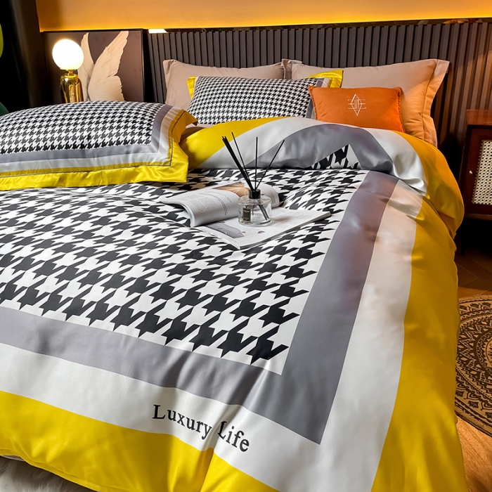 91家纺网 家纺一手货源 找家纺 宅家居2024新款轻奢60支水洗真丝全棉纯棉四件套静曼