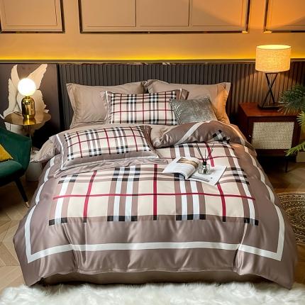 宅家居2024新款轻奢60支水洗真丝全棉纯棉四件套浅爱