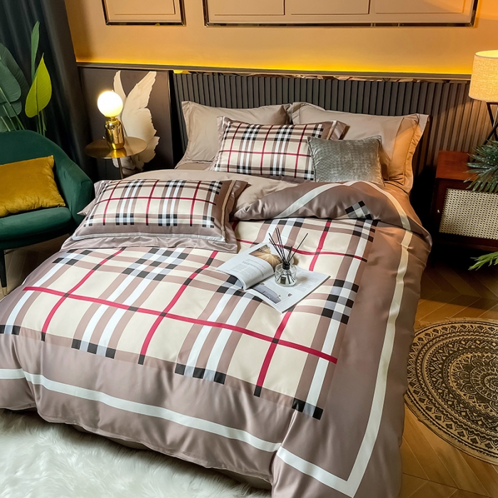 91家纺网 家纺一手货源 找家纺 宅家居2024新款轻奢60支水洗真丝全棉纯棉四件套浅爱