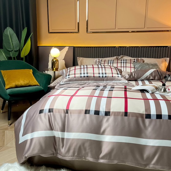 91家纺网 家纺一手货源 找家纺 宅家居2024新款轻奢60支水洗真丝全棉纯棉四件套浅爱