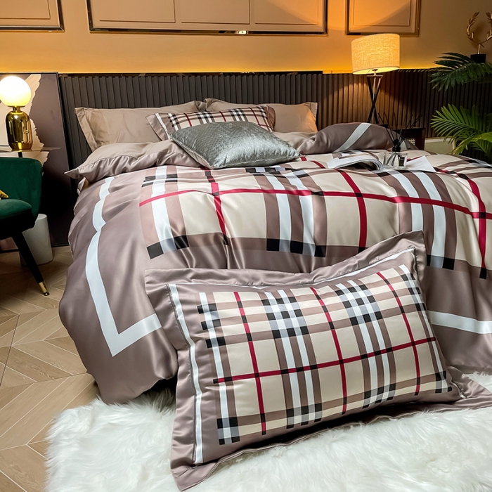 91家纺网 家纺一手货源 找家纺 宅家居2024新款轻奢60支水洗真丝全棉纯棉四件套浅爱