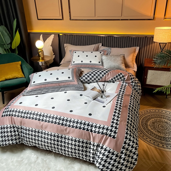 91家纺网 家纺一手货源 找家纺 宅家居2024新款轻奢60支水洗真丝全棉纯棉四件套拾光