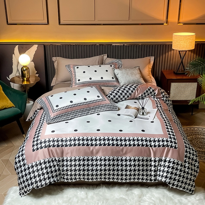 91家纺网 家纺一手货源 找家纺 宅家居2024新款轻奢60支水洗真丝全棉纯棉四件套拾光