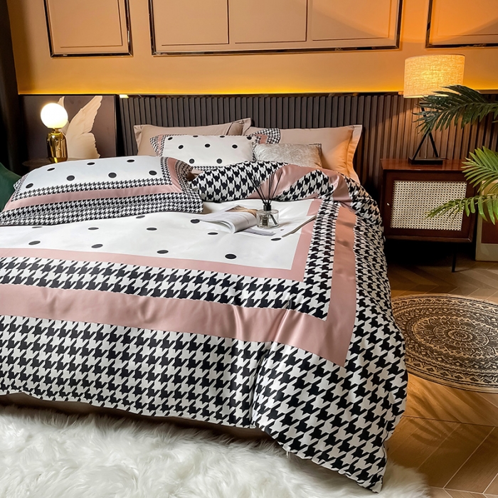 91家纺网 家纺一手货源 找家纺 宅家居2024新款轻奢60支水洗真丝全棉纯棉四件套拾光