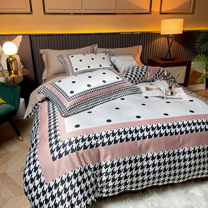 91家纺网 家纺一手货源 找家纺 宅家居2024新款轻奢60支水洗真丝全棉纯棉四件套拾光