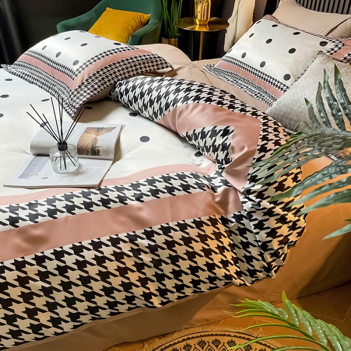 91家纺网 家纺一手货源 找家纺 宅家居2024新款轻奢60支水洗真丝全棉纯棉四件套拾光