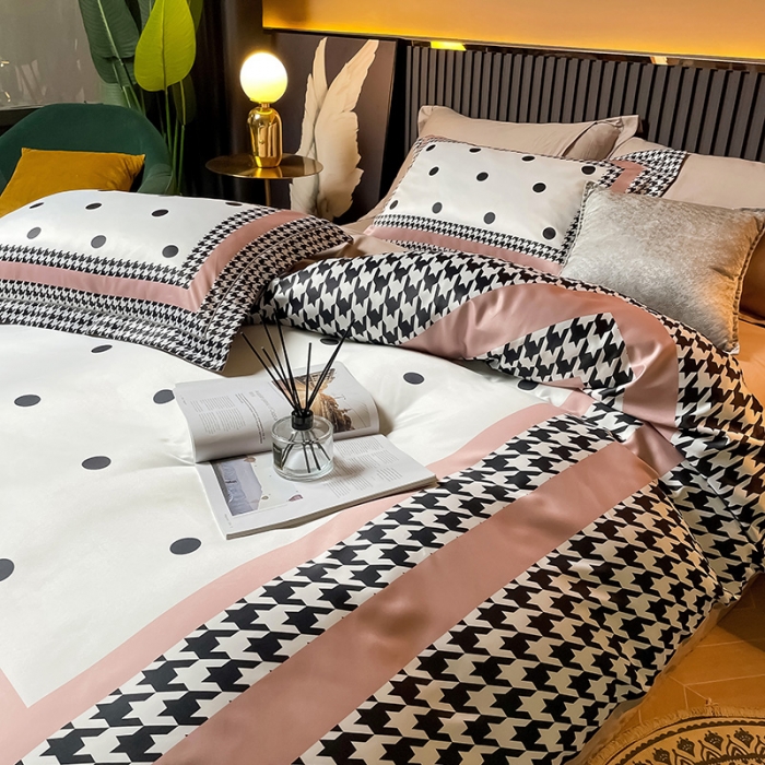 91家纺网 家纺一手货源 找家纺 宅家居2024新款轻奢60支水洗真丝全棉纯棉四件套拾光