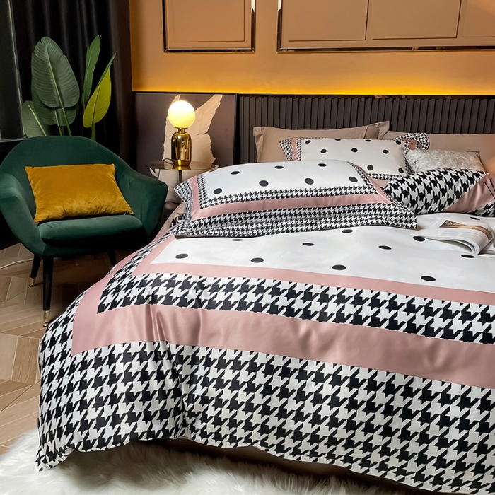 91家纺网 家纺一手货源 找家纺 宅家居2024新款轻奢60支水洗真丝全棉纯棉四件套拾光