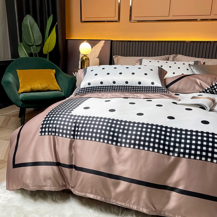 91家纺网 家纺一手货源 找家纺 宅家居2024新款轻奢60支水洗真丝全棉纯棉四件套雅致