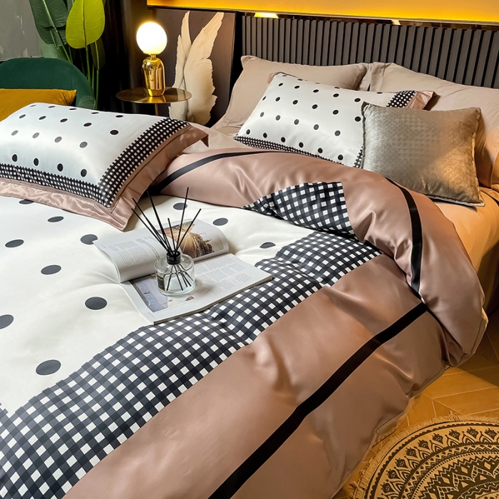 91家纺网 家纺一手货源 找家纺 宅家居2024新款轻奢60支水洗真丝全棉纯棉四件套雅致