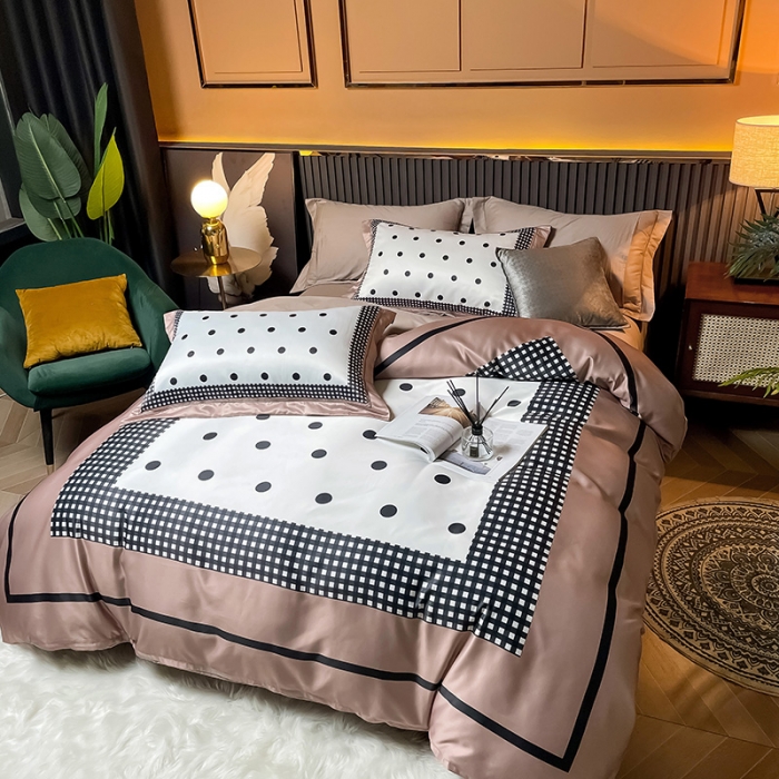 91家纺网 家纺一手货源 找家纺 宅家居2024新款轻奢60支水洗真丝全棉纯棉四件套雅致