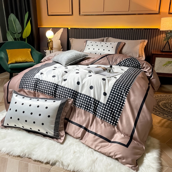 91家纺网 家纺一手货源 找家纺 宅家居2024新款轻奢60支水洗真丝全棉纯棉四件套雅致