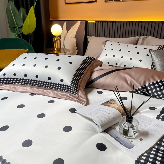 91家纺网 家纺一手货源 找家纺 宅家居2024新款轻奢60支水洗真丝全棉纯棉四件套雅致