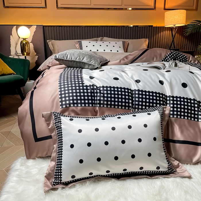 91家纺网 家纺一手货源 找家纺 宅家居2024新款轻奢60支水洗真丝全棉纯棉四件套雅致