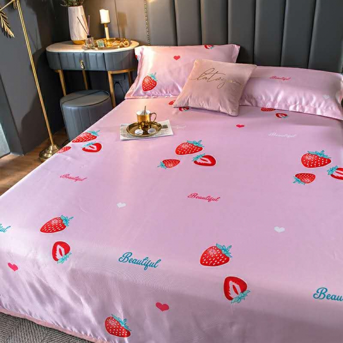 91家纺网 家纺一手货源 找家纺 唐人居 2025款冰丝软席三件套 草莓