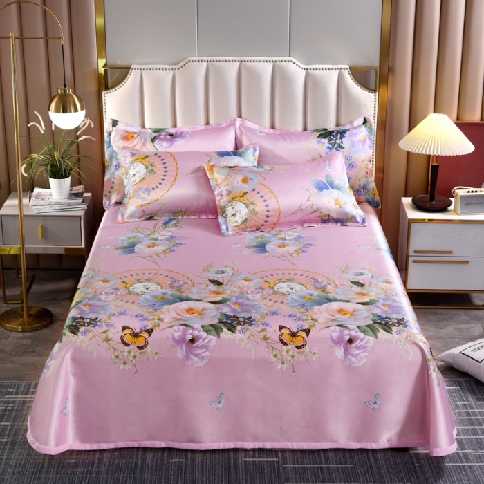 91家纺网 家纺一手货源 找家纺 唐人居 2025款冰丝软席三件套  春香满院-粉