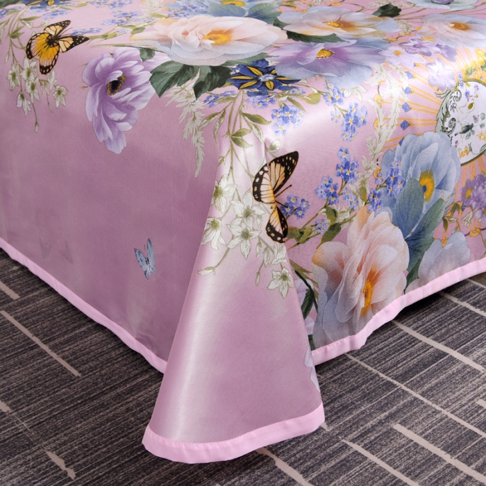 91家纺网 家纺一手货源 找家纺 唐人居 2025款冰丝软席三件套  春香满院-粉