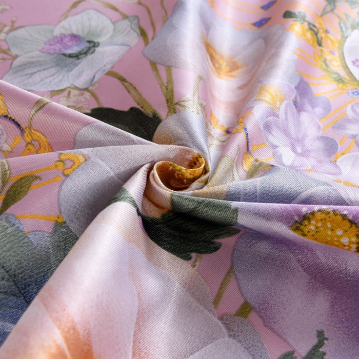 91家纺网 家纺一手货源 找家纺 唐人居 2025款冰丝软席三件套  春香满院-粉