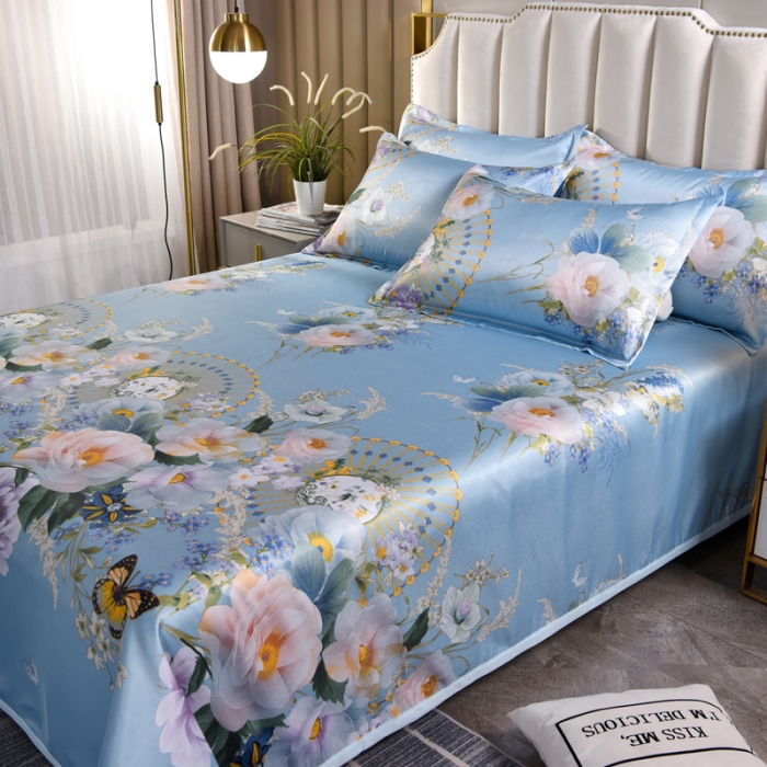 91家纺网 家纺一手货源 找家纺 唐人居 2025款冰丝软席三件套 春香满院-兰