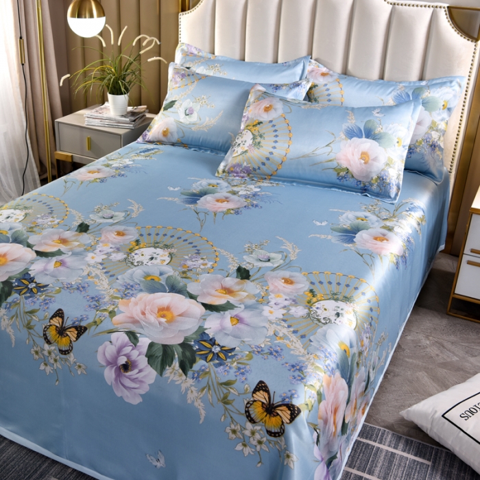 91家纺网 家纺一手货源 找家纺 唐人居 2025款冰丝软席三件套 春香满院-兰