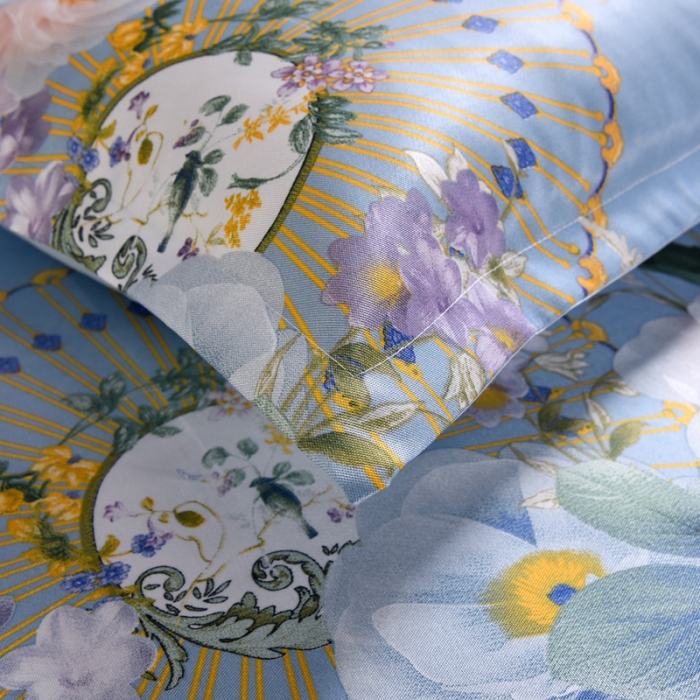 91家纺网 家纺一手货源 找家纺 唐人居 2025款冰丝软席三件套 春香满院-兰