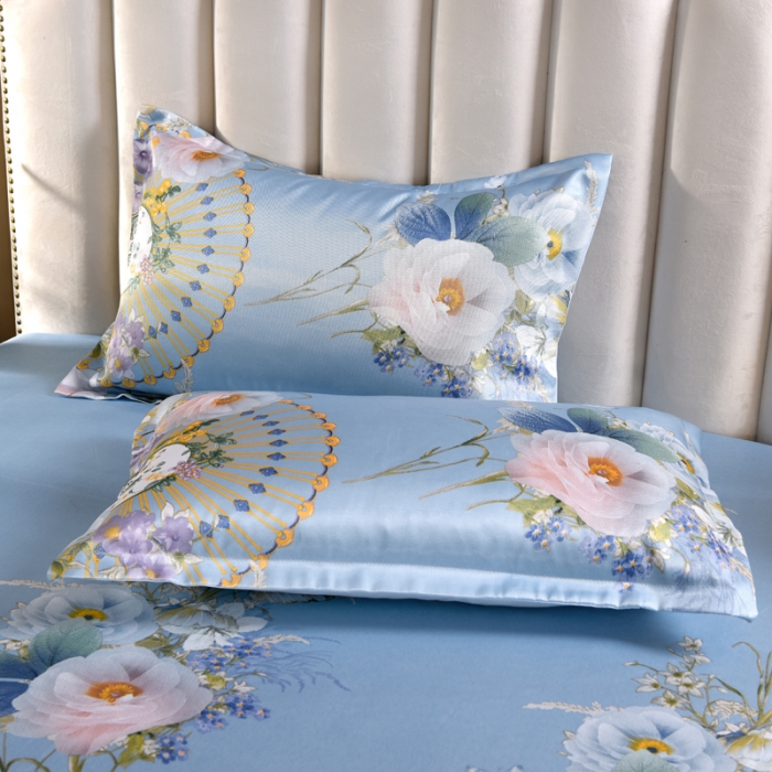 91家纺网 家纺一手货源 找家纺 唐人居 2025款冰丝软席三件套 春香满院-兰