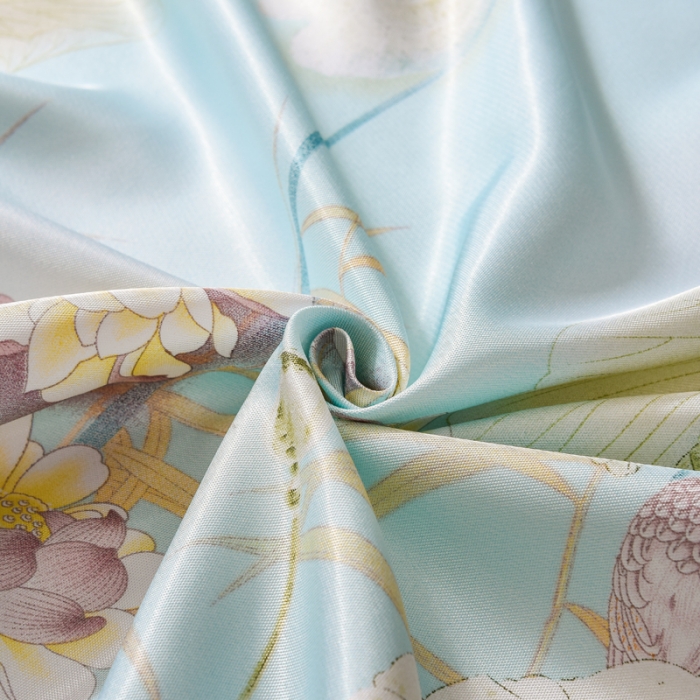 91家纺网 家纺一手货源 找家纺 唐人居 2025款冰丝软席三件套 荷叶初放