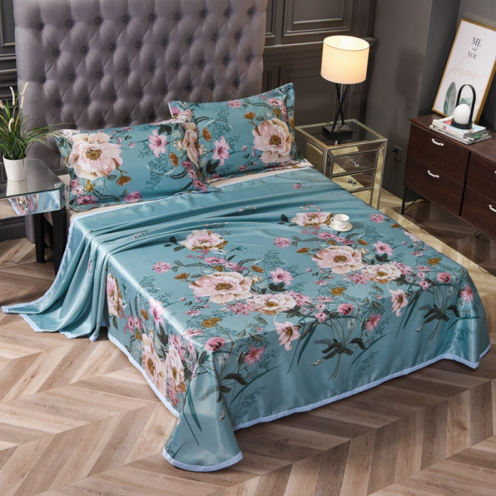 91家纺网 家纺一手货源 找家纺 唐人居 2025款冰丝软席三件套 花语梦乡