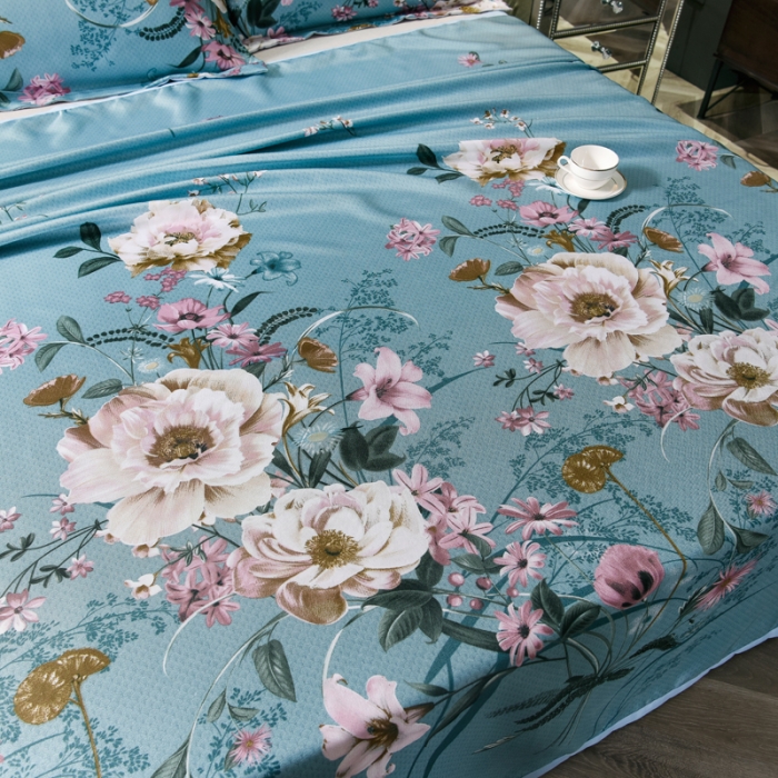 91家纺网 家纺一手货源 找家纺 唐人居 2025款冰丝软席三件套 花语梦乡