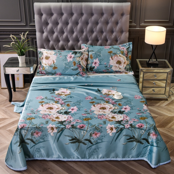 91家纺网 家纺一手货源 找家纺 唐人居 2025款冰丝软席三件套 花语梦乡