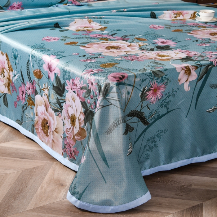 91家纺网 家纺一手货源 找家纺 唐人居 2025款冰丝软席三件套 花语梦乡