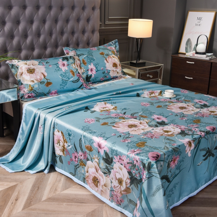 91家纺网 家纺一手货源 找家纺 唐人居 2025款冰丝软席三件套 花语梦乡