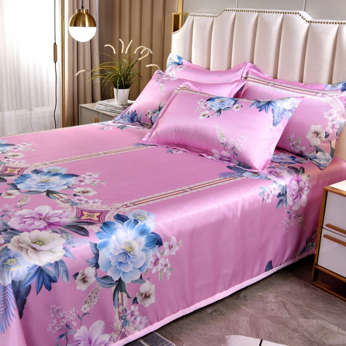 91家纺网 家纺一手货源 找家纺 唐人居 2025款冰丝软席三件套 克洛伊-粉