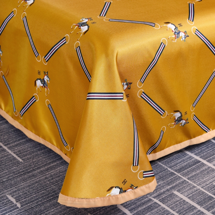 91家纺网 家纺一手货源 找家纺 唐人居 2025款冰丝软席三件套 欧式经典-黄