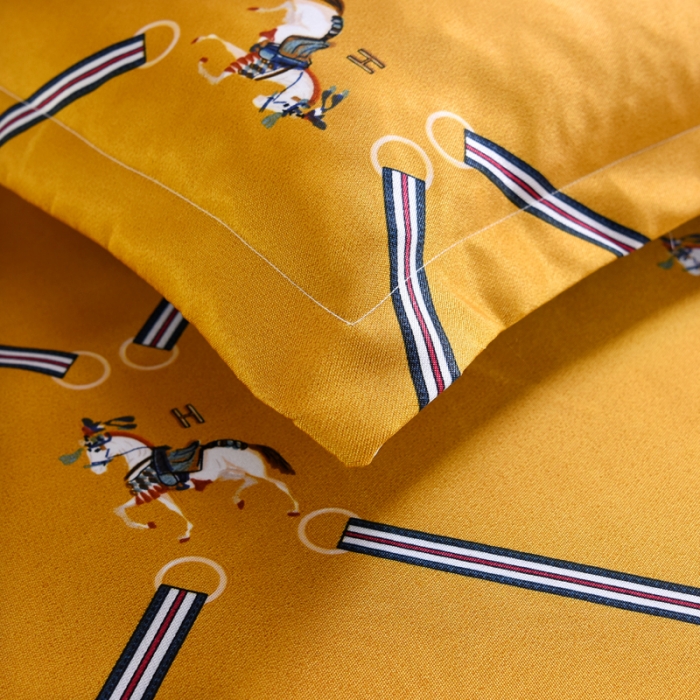 91家纺网 家纺一手货源 找家纺 唐人居 2025款冰丝软席三件套 欧式经典-黄