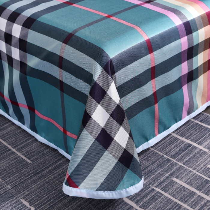 91家纺网 家纺一手货源 找家纺 唐人居 2025款冰丝软席三件套 时尚彩格-绿