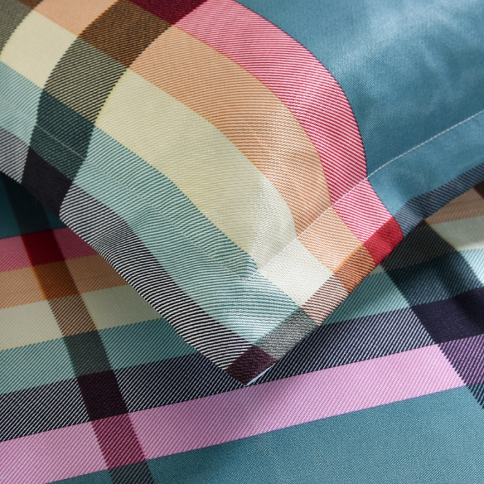 91家纺网 家纺一手货源 找家纺 唐人居 2025款冰丝软席三件套 时尚彩格-绿