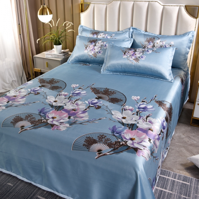 91家纺网 家纺一手货源 找家纺 唐人居 2025款冰丝软席三件套 依恋花语