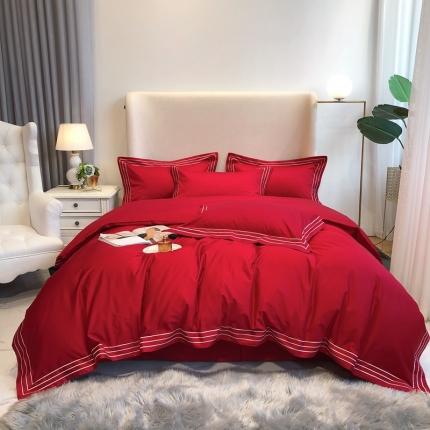 馨蕊家居 2021新款100s极光匹马绒棉四件套极光-大红