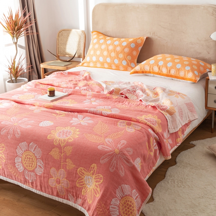 91家纺网 家纺一手货源 找家纺 （总）朴尔2021新款四层韩版碎花风全棉纱布毛巾被