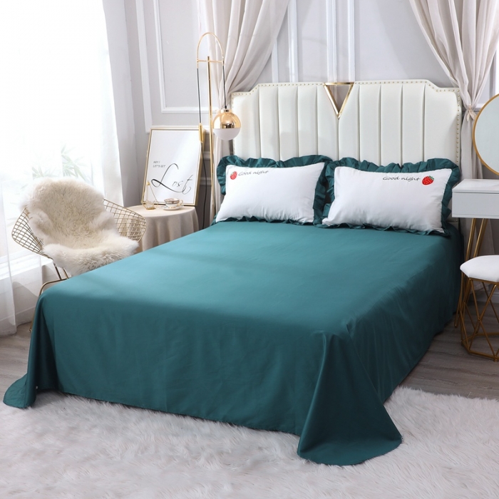 91家纺网 家纺一手货源 找家纺 全棉60支贡缎长绒棉公主风韩版绣花四件套 夕夕草莓-宝石蓝