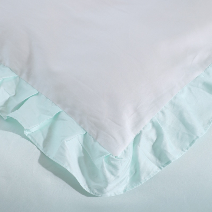 91家纺网 家纺一手货源 找家纺 全棉60支贡缎长绒棉公主风韩版绣花四件套 依依菠萝-浅绿