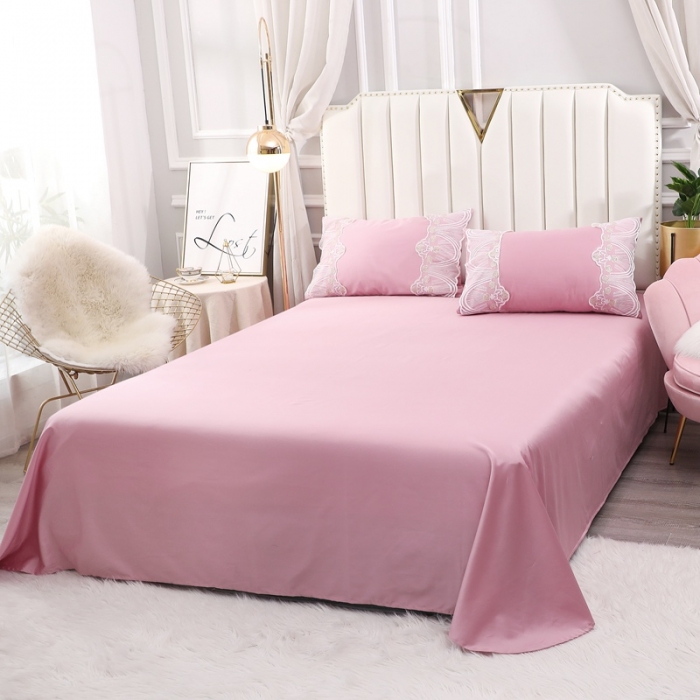 91家纺网 家纺一手货源 找家纺 2021全棉60贡缎长绒棉蕾丝四件套 艾丽莎-浅豆沙