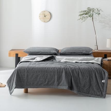 91家纺网 家纺一手货源 找家纺 棉邦 2021新款全棉水洗棉夏被四件套  黑白条