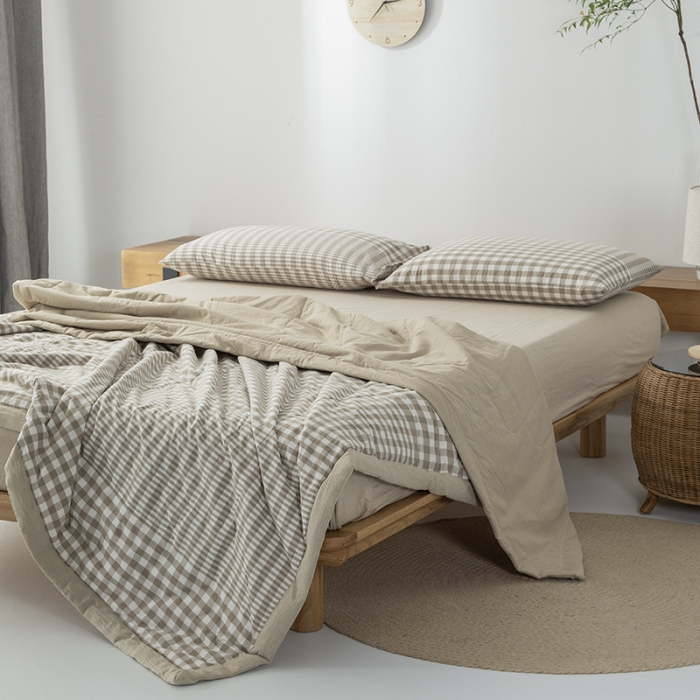 91家纺网 家纺一手货源 找家纺 棉邦 2021新款全棉水洗棉夏被四件套 渐变米格