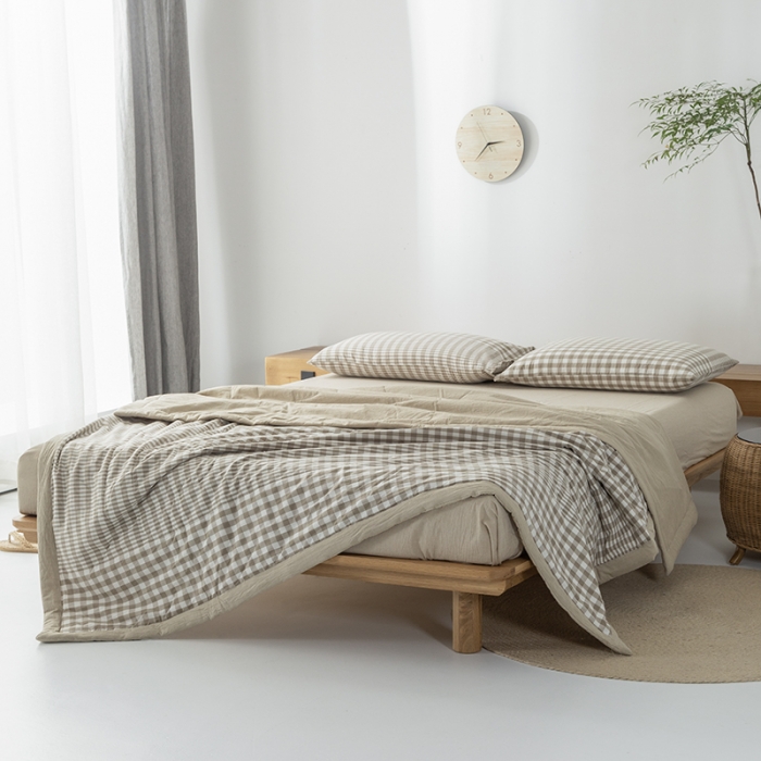 91家纺网 家纺一手货源 找家纺 棉邦 2021新款全棉水洗棉夏被四件套 渐变米格