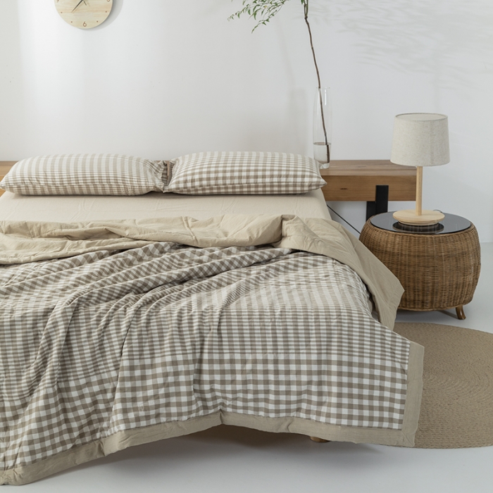 91家纺网 家纺一手货源 找家纺 棉邦 2021新款全棉水洗棉夏被四件套 渐变米格